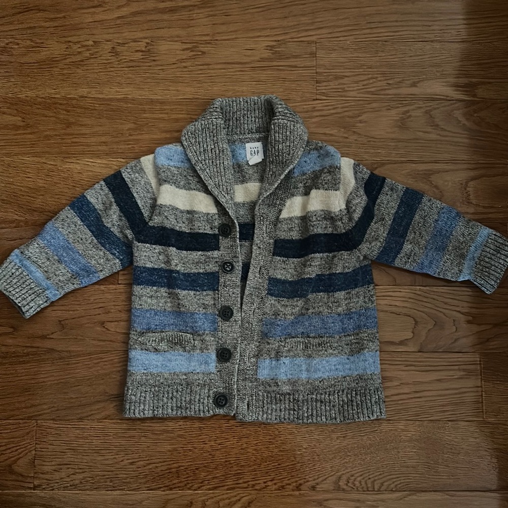 Adorable Striped Shawl Collar Sweater